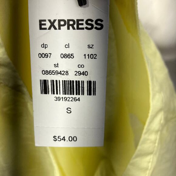 Express Button Front Lightweight Sheer Yellow Blouse Womens small Beach‎ summer - Picture 5 of 14